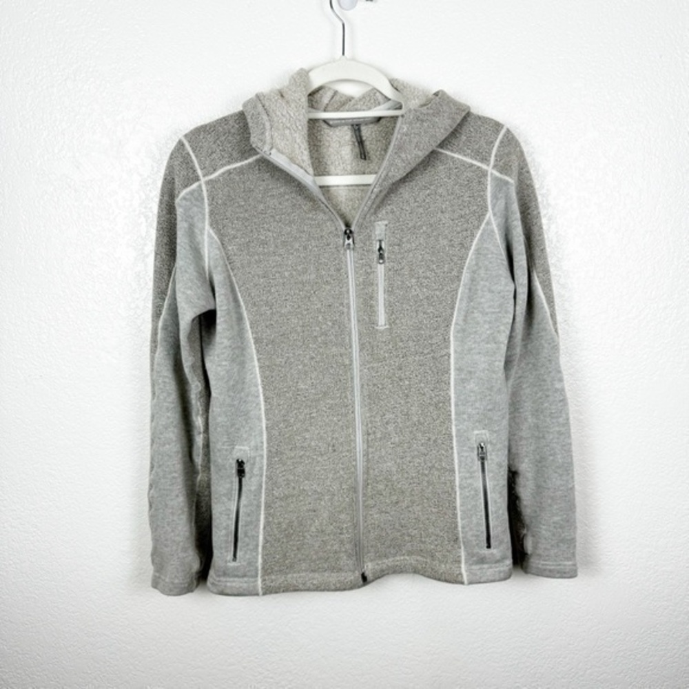 Kuhl Tan Natural Revive Full Zip Hoodie Fleece Hiking Warm Size Small